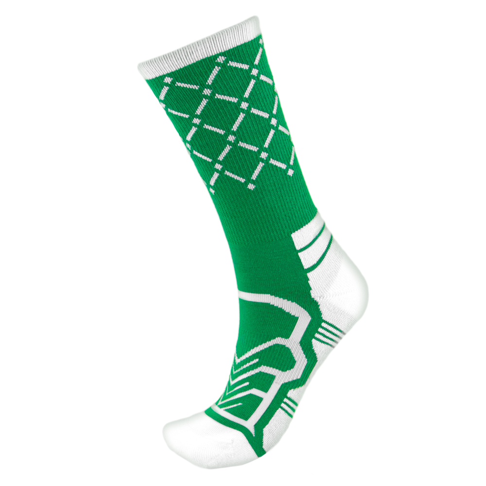 Medium Basketball Compression Socks, Green/White