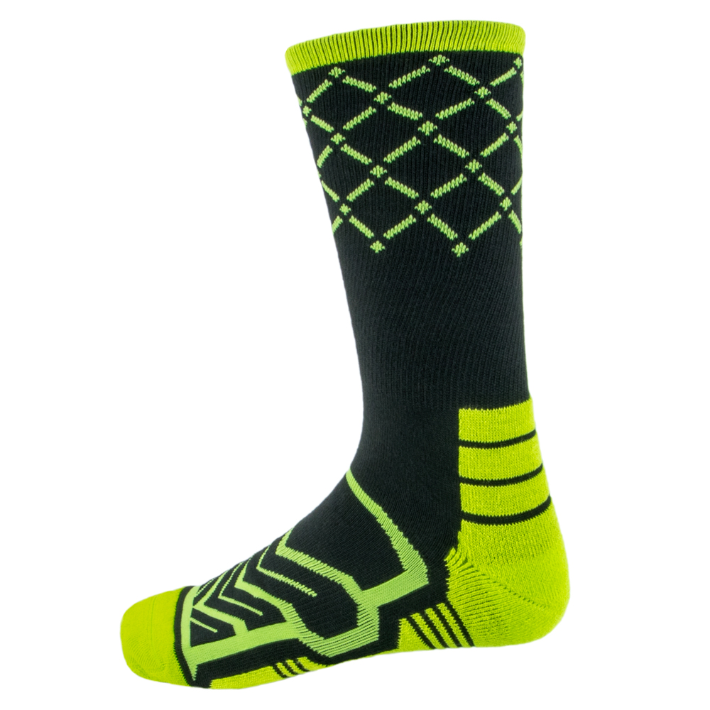 Large Basketball Compression Socks, Black/Green