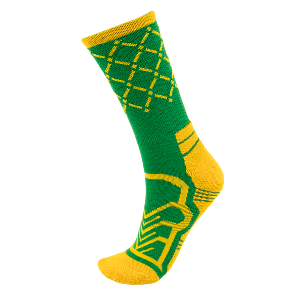 Medium Basketball Compression Sock, Green/Yellow
