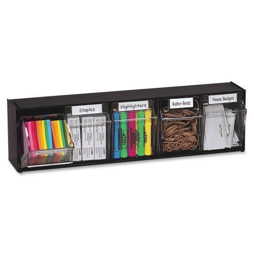 Deflecto Tilt Bin Interlocking Multi-Bin Storage Organizer - 5 Compartment(s) - 6.5" Height x 23.6" Width x 5.3" Depth - Interlo