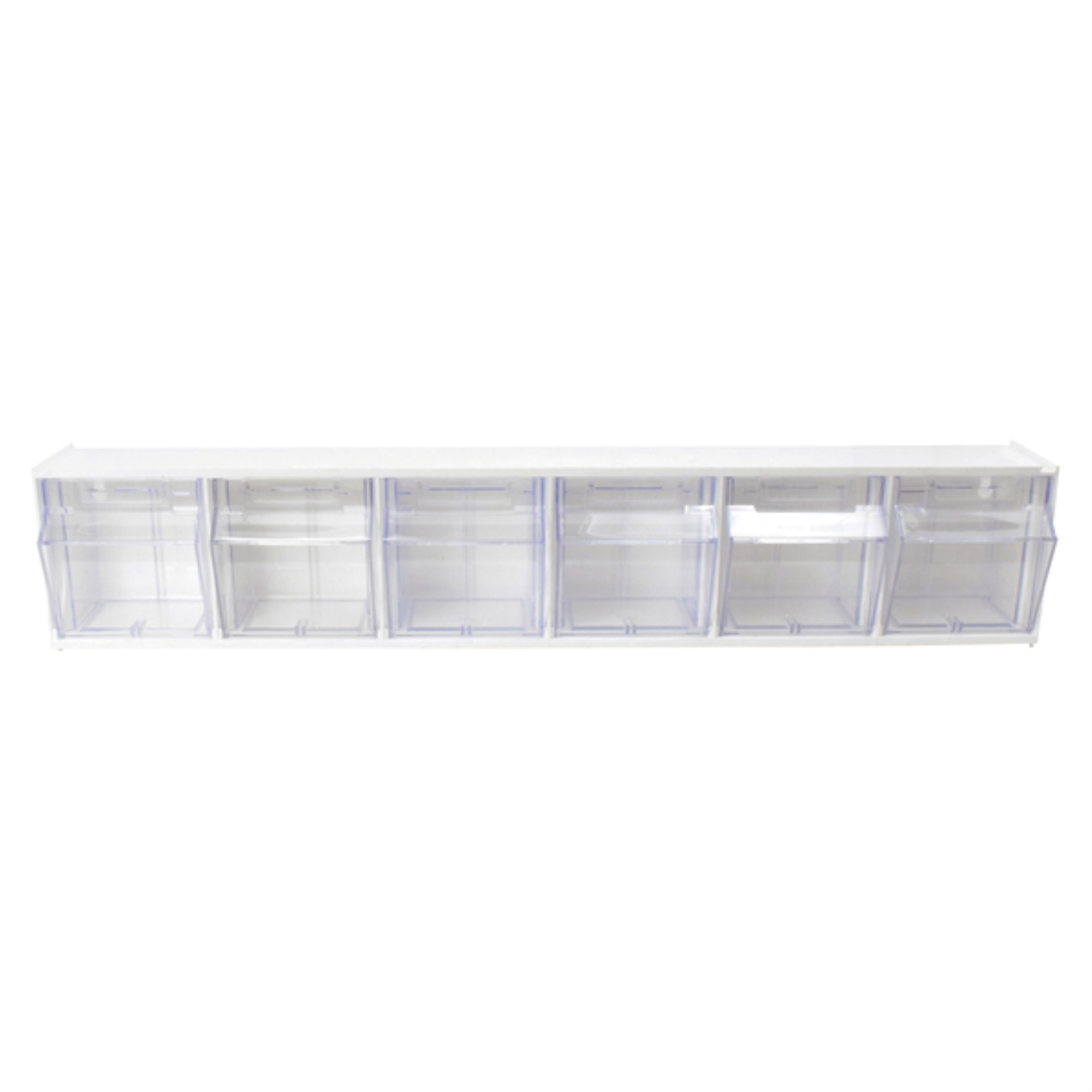 Deflecto Tilt Bin Interlocking Multi-Bin Storage Organizer - 6 Compartment(s) - 4.5" Height x 23.6" Width x 3.6" Depth - Desktop