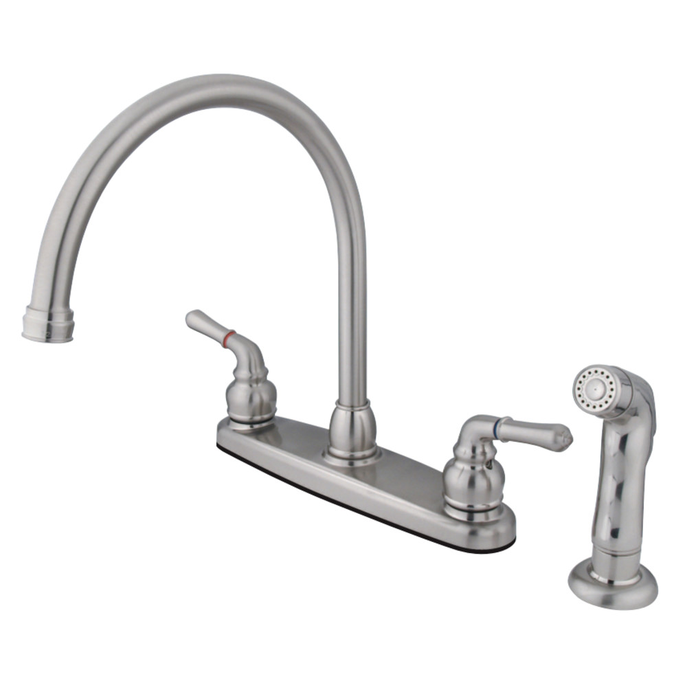 Kingston Brass FB798SP Magellan 8-Inch Centerset Kitchen Faucet with Sprayer, Brushed Nickel