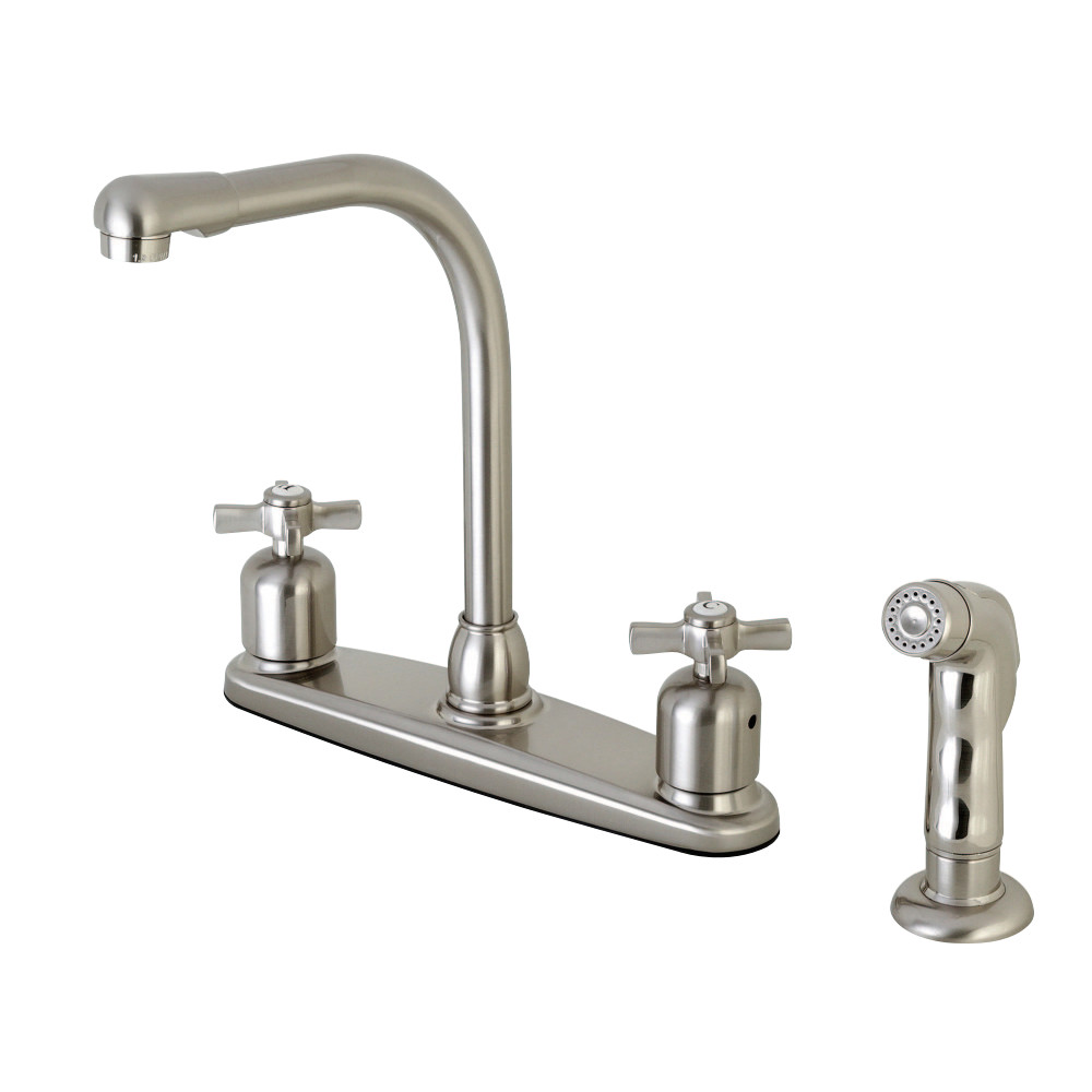 Kingston Brass FB758ZXSP Millennium 8-Inch Centerset Kitchen Faucet with Sprayer, Brushed Nickel