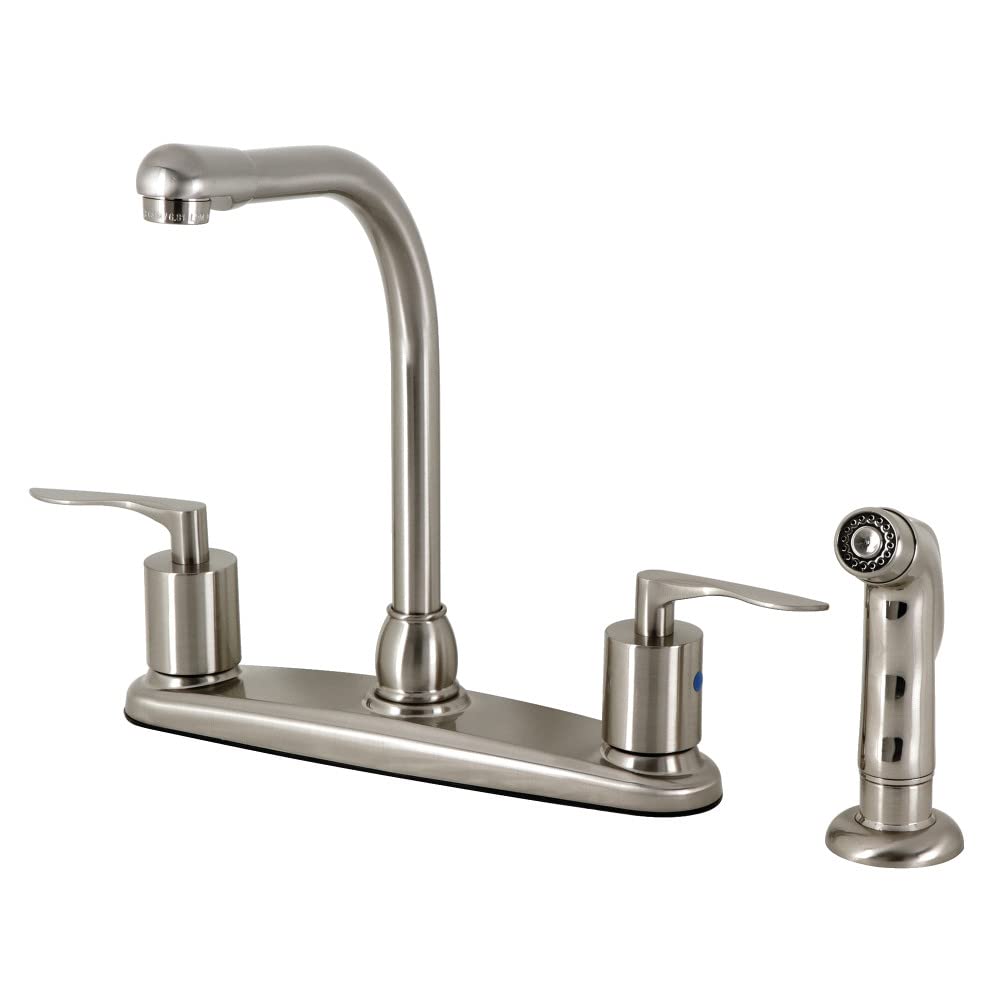 Kingston Brass FB758SVLSP Serena Centerset Kitchen Faucet with Plastic Sprayer, Brushed Nickel