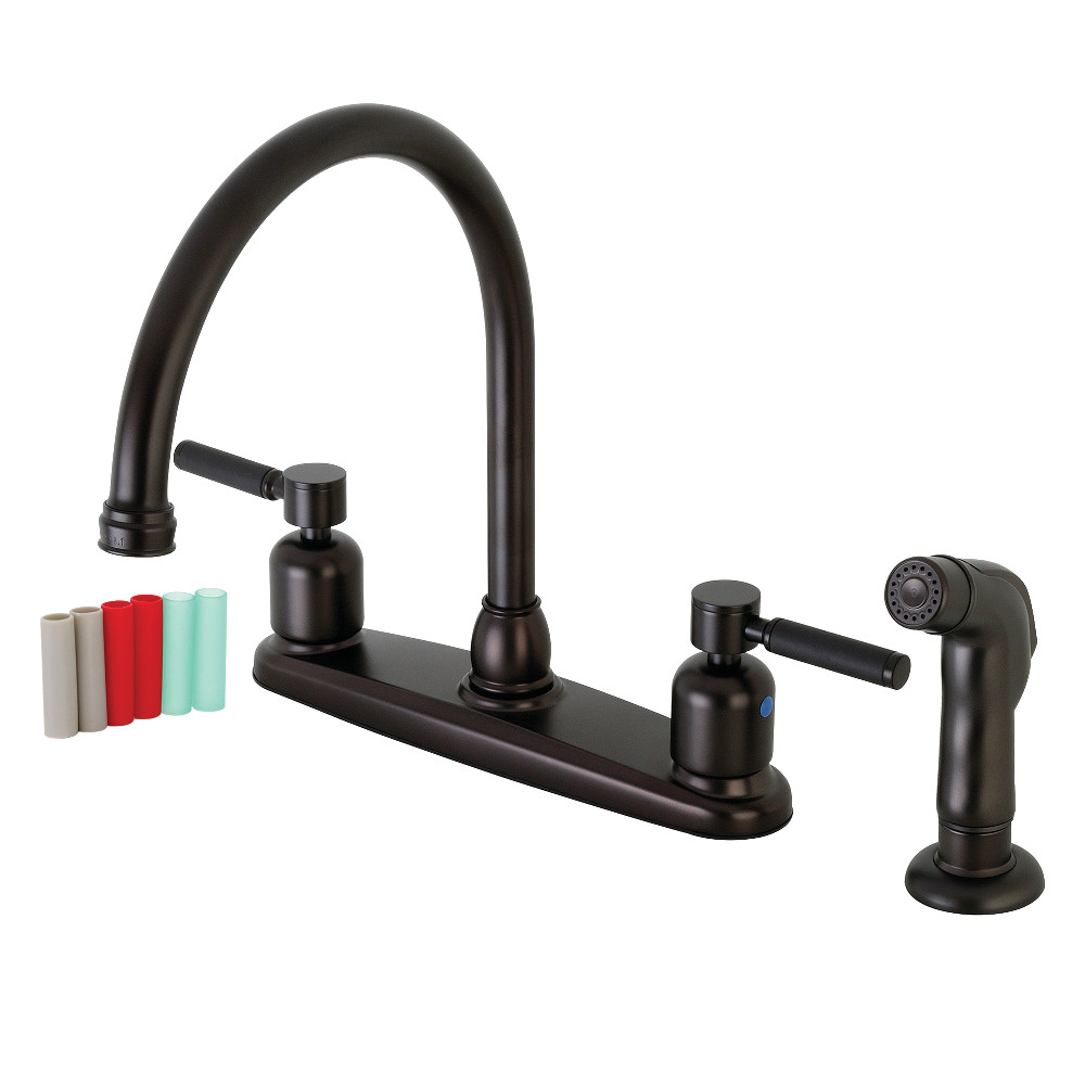 Kingston Brass FB795DKLSP Kaiser 8-Inch Centerset Kitchen Faucet with Sprayer, Oil Rubbed Bronze