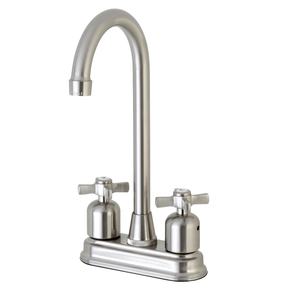 Kingston Brass Millennium FB498ZX 4" Centerset High-Arch Spout Bar Faucet, Brushed Nickel