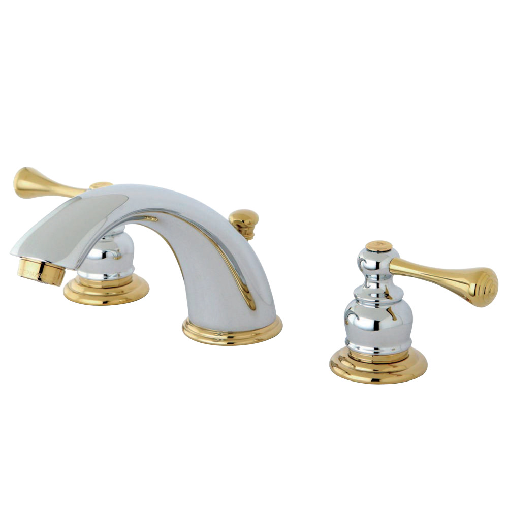 Kingston Brass KB3974BL 8 in. Widespread Bathroom Faucet, Polished Chrome/Polished Brass