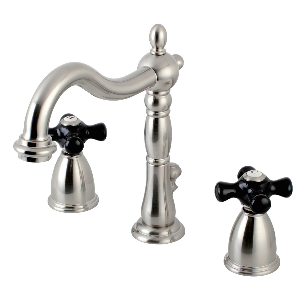 Kingston Brass KB1978PKX Duchess Widespread Bathroom Faucet with Plastic Pop-Up, Brushed Nickel