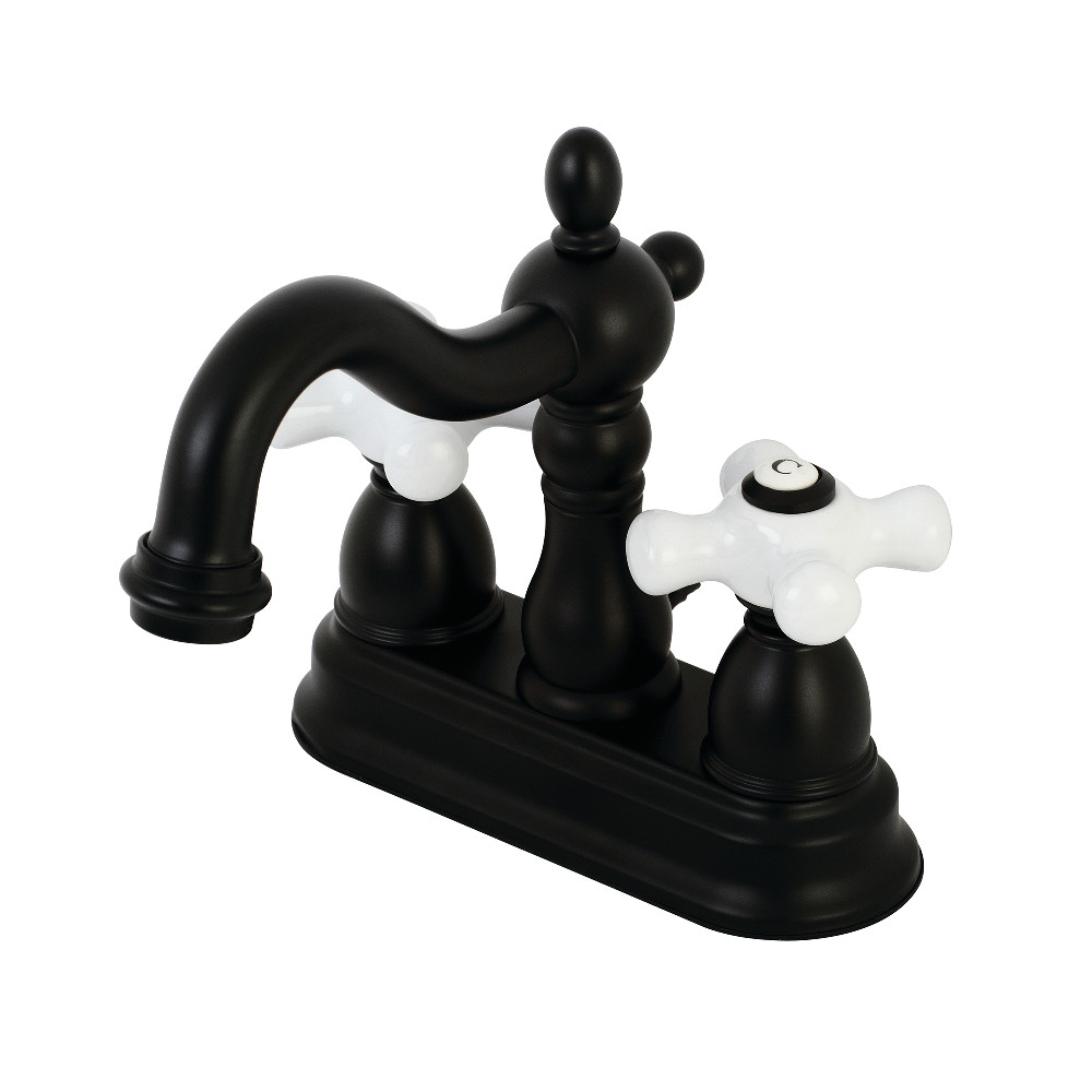 Kingston Brass KB1600PX Heritage 4 in. Centerset Bathroom Faucet, Matte Black