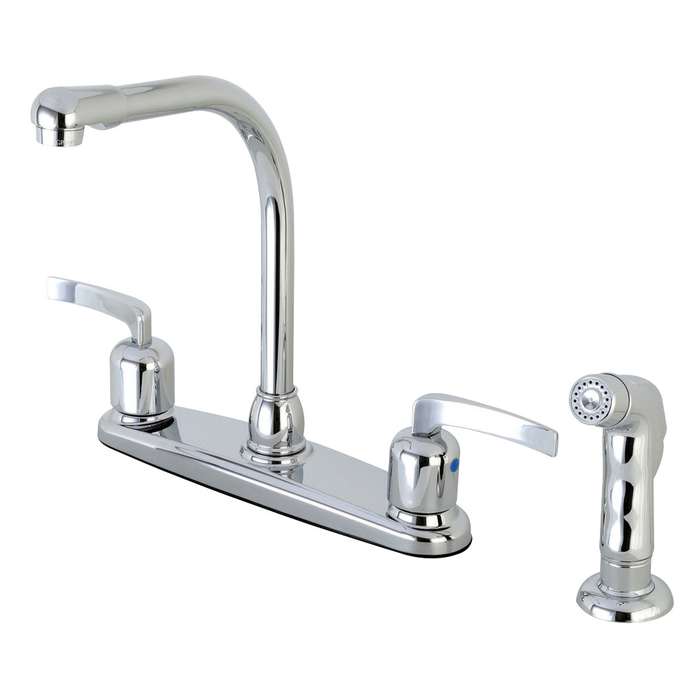 Kingston Brass FB751EFLSP Centurion 8-Inch Centerset Kitchen Faucet with Sprayer, Polished Chrome