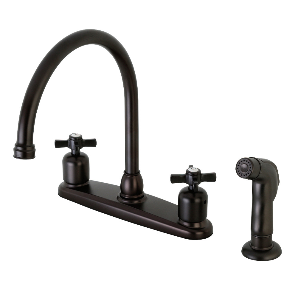 Kingston Brass FB795ZXSP Millennium 8-Inch Centerset Kitchen Faucet with Sprayer, Oil Rubbed Bronze