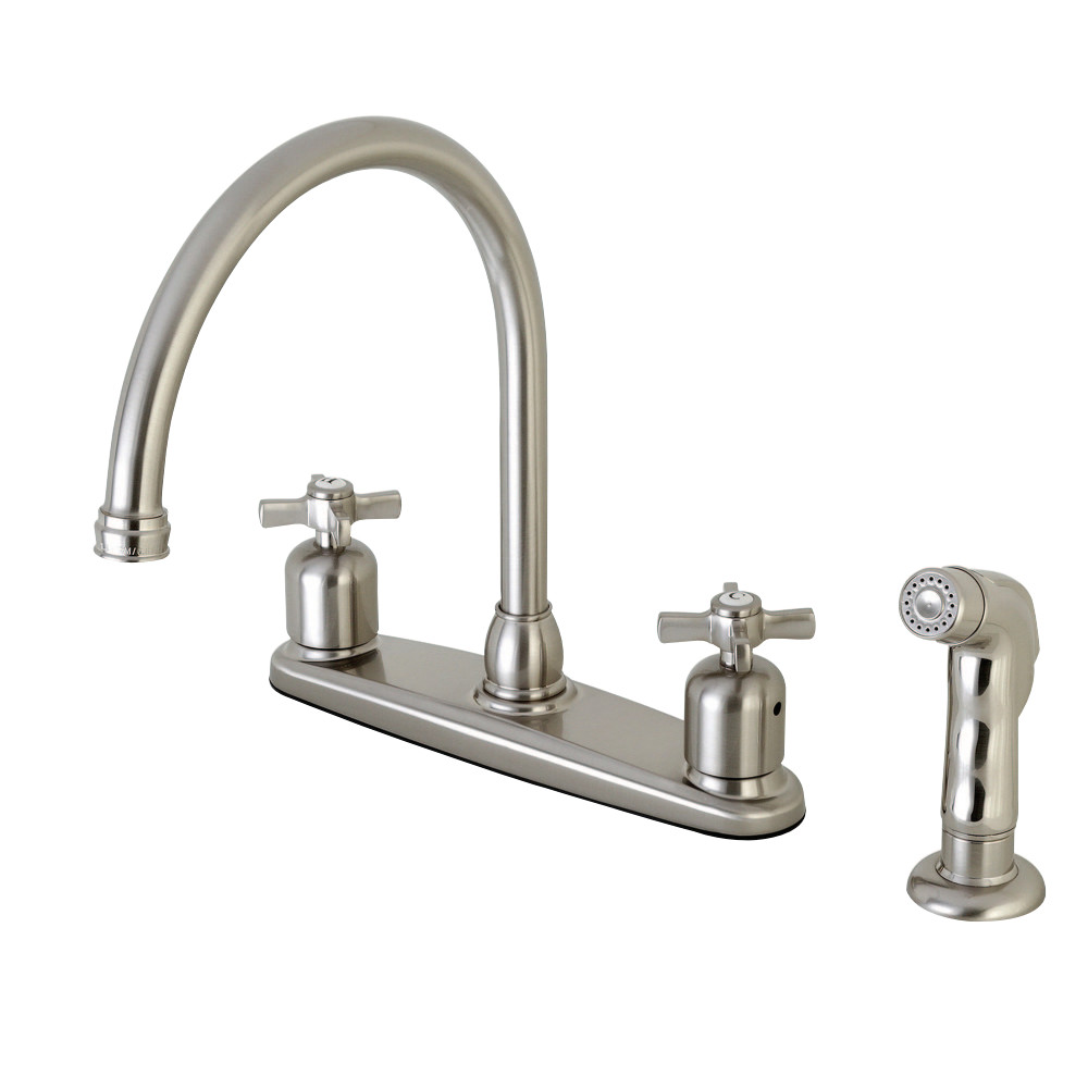 Kingston Brass FB798ZXSP Millennium 8-Inch Centerset Kitchen Faucet with Sprayer, Brushed Nickel