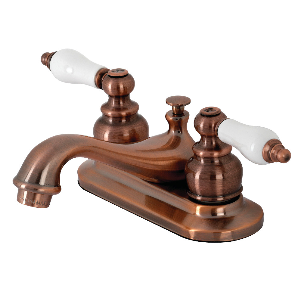 Kingston Brass KB606PL Restoration 4 in. Centerset Bathroom Faucet, Antique Copper