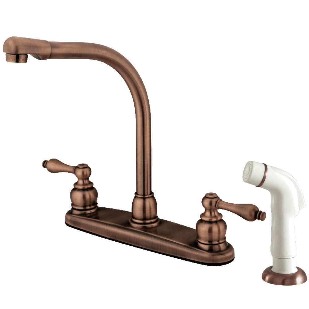 Kingston Brass KB716AL Victorian Centerset Kitchen Faucet, Antique Copper