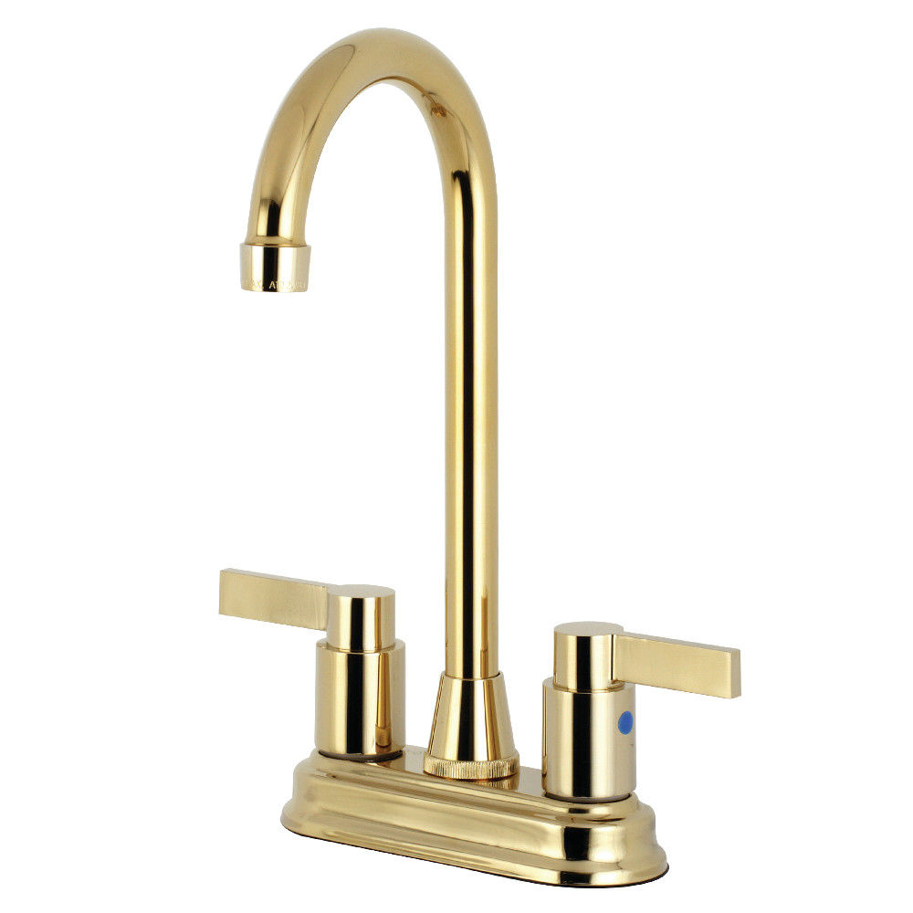 Kingston Brass KB8492NDL NuvoFusion 4" Centerset Bar Faucet, Polished Brass