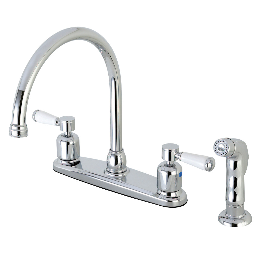 Kingston Brass FB791DPLSP Paris 8-Inch Centerset Kitchen Faucet with Sprayer, Polished Chrome