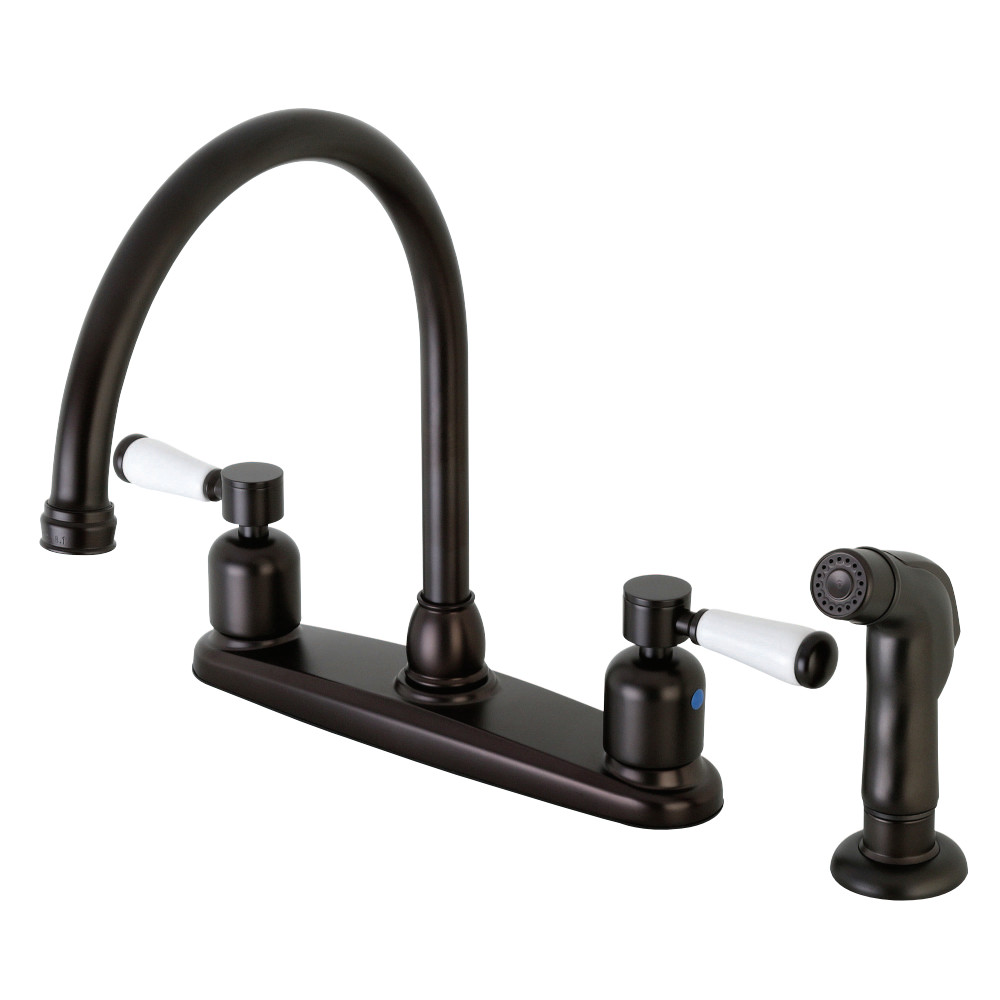 Kingston Brass FB795DPLSP Paris 8-Inch Centerset Kitchen Faucet with Sprayer, Oil Rubbed Bronze