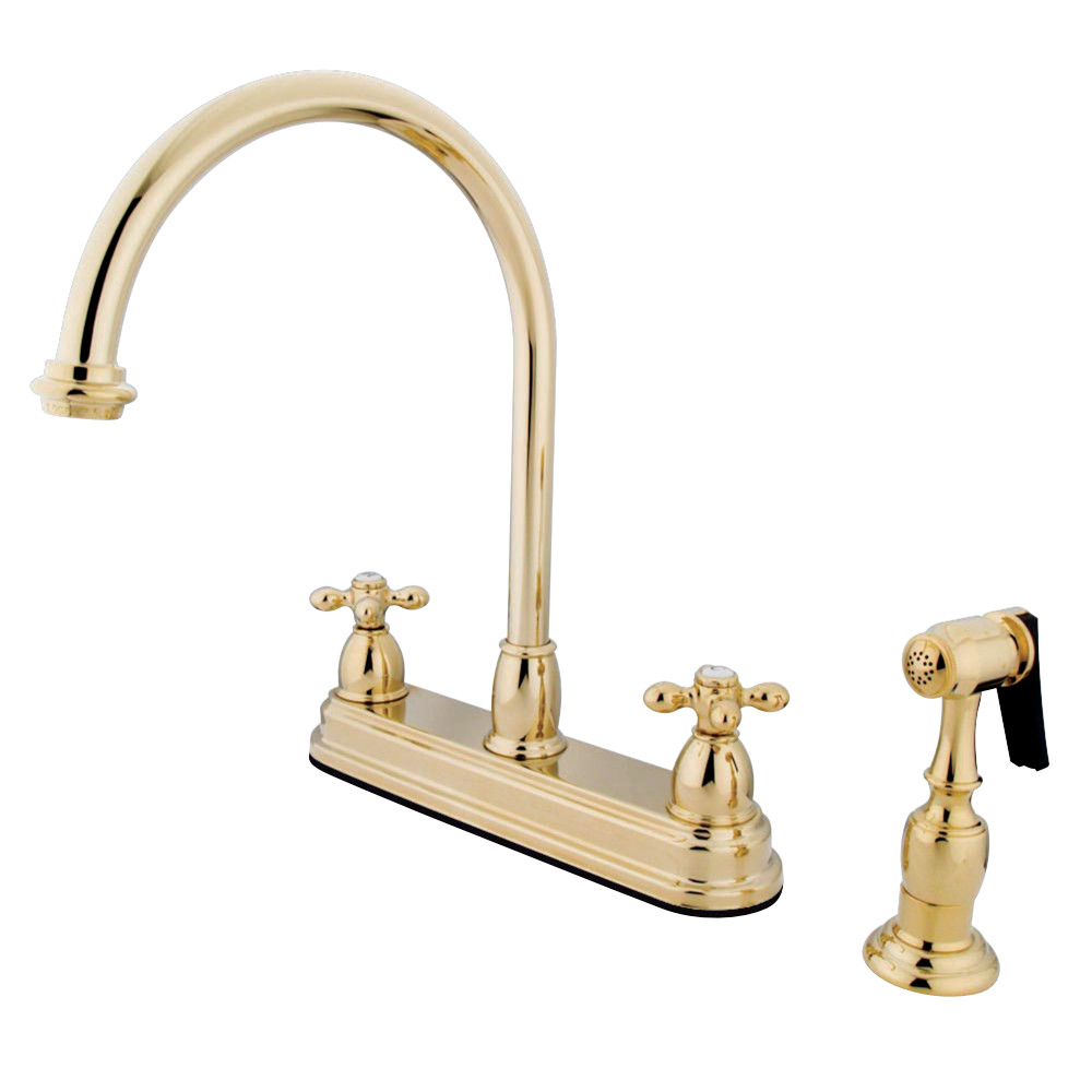 Kingston Brass KB3752AXBS Restoration Centerset Kitchen Faucet, Polished Brass