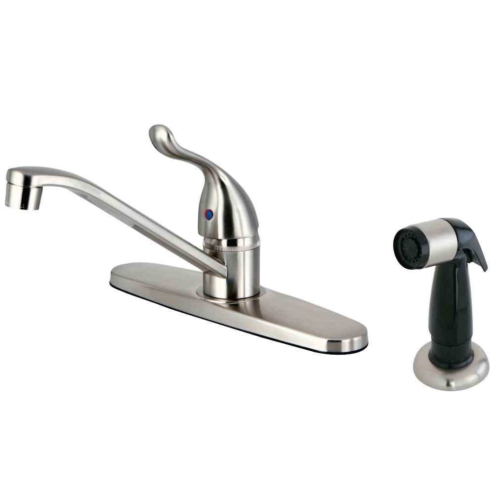 Kingston Brass FB5578YL Yosemite Single Handle 8-Inch Centerset Kitchen Faucet with Sprayer, Brushed Nickel