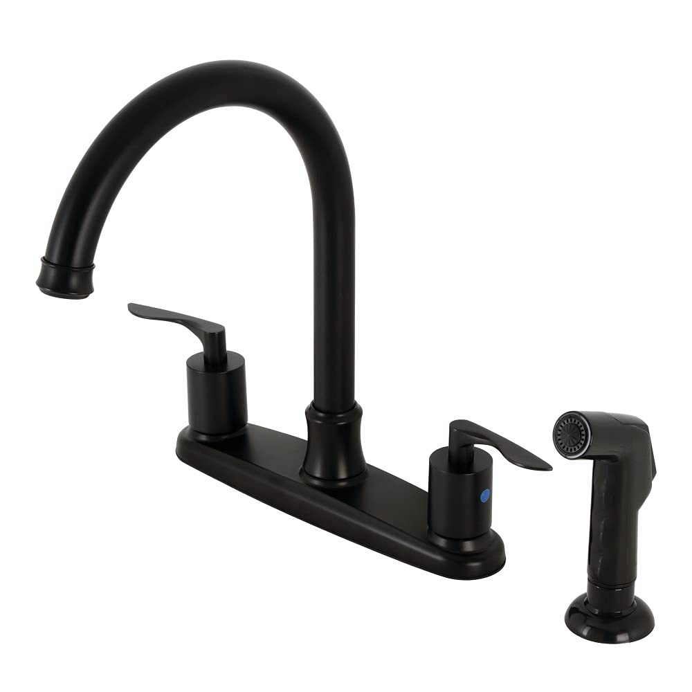 Kingston Brass FB7790SVLSP Serena Centerset Kitchen Faucet with Plastic Sprayer, Matte Black