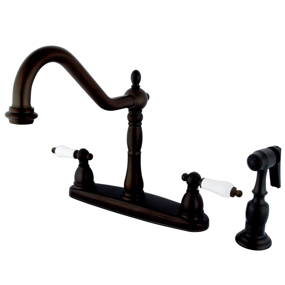 Kingston Brass KB1755PLBS Heritage Centerset Kitchen Faucet, Oil Rubbed Bronze