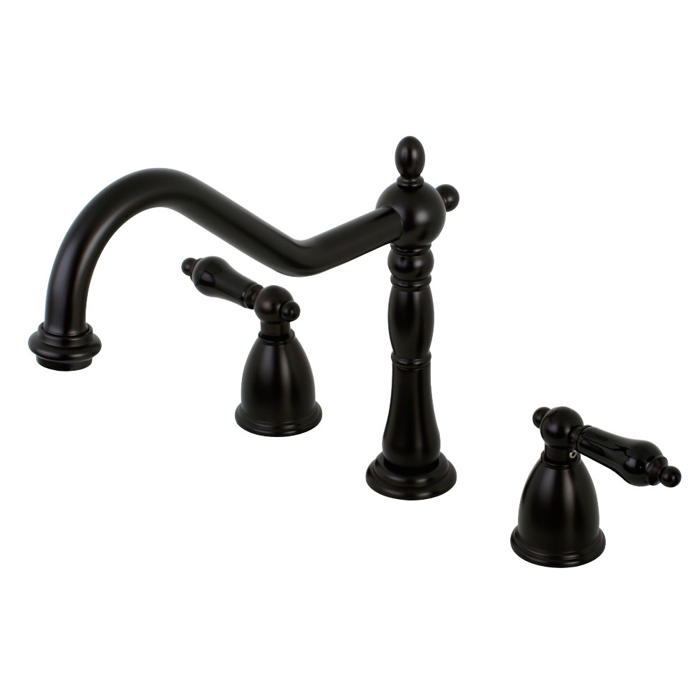 Kingston Brass KB1795PKLLS Widespread Kitchen Faucet, Oil Rubbed Bronze