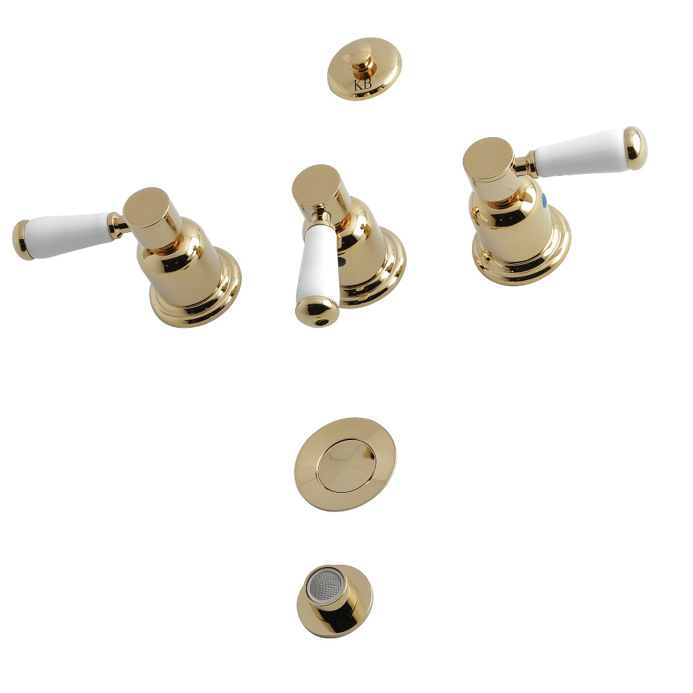 Kingston Brass Paris KB6322DPL 3-Handle Bidet Faucet, Polished Brass