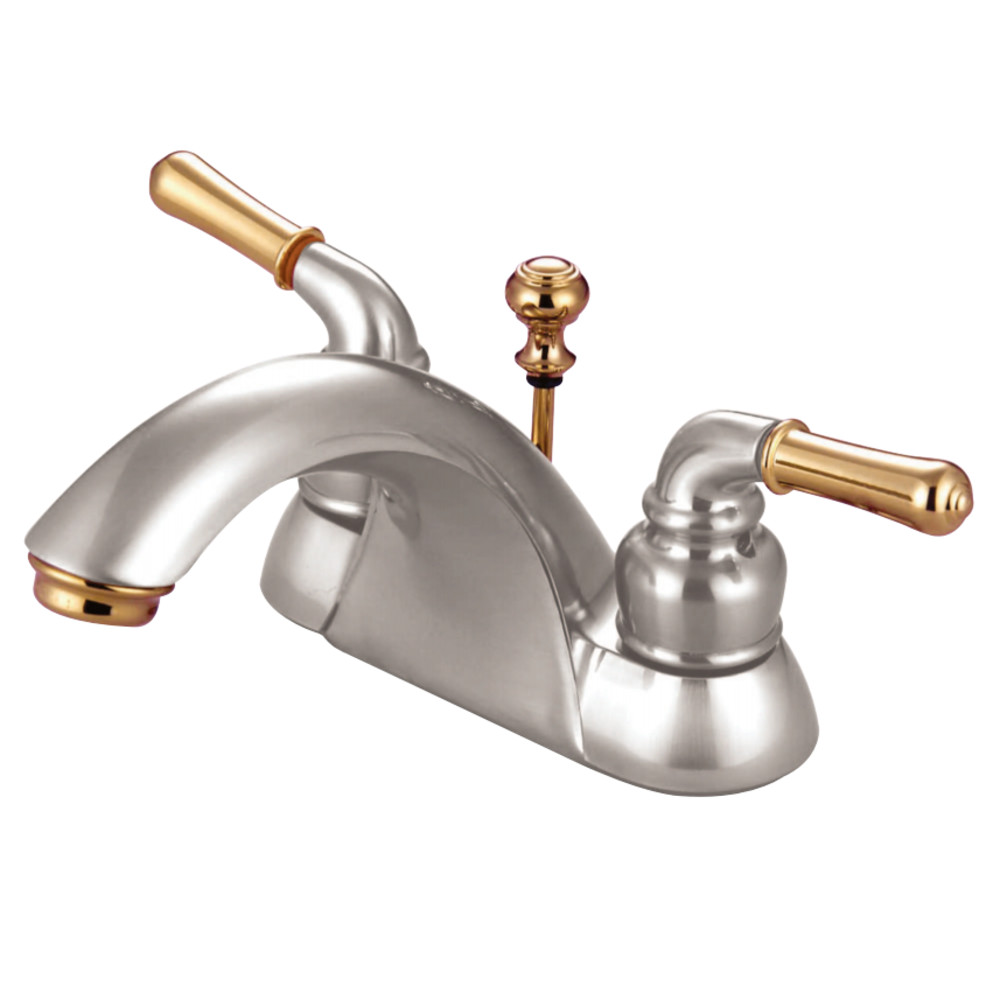 Kingston Brass KB2629 4 in. Centerset Bathroom Faucet, Brushed Nickel/Polished Brass