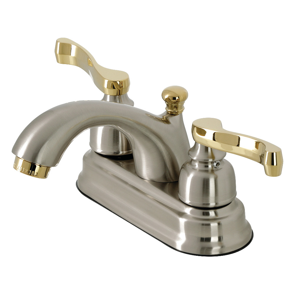 Kingston Brass KB5609FL 4 in. Centerset Bathroom Faucet, Brushed Nickel/Polished Brass