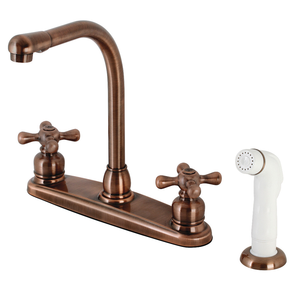 Kingston Brass KB716AX Victorian Centerset Kitchen Faucet, Antique Copper