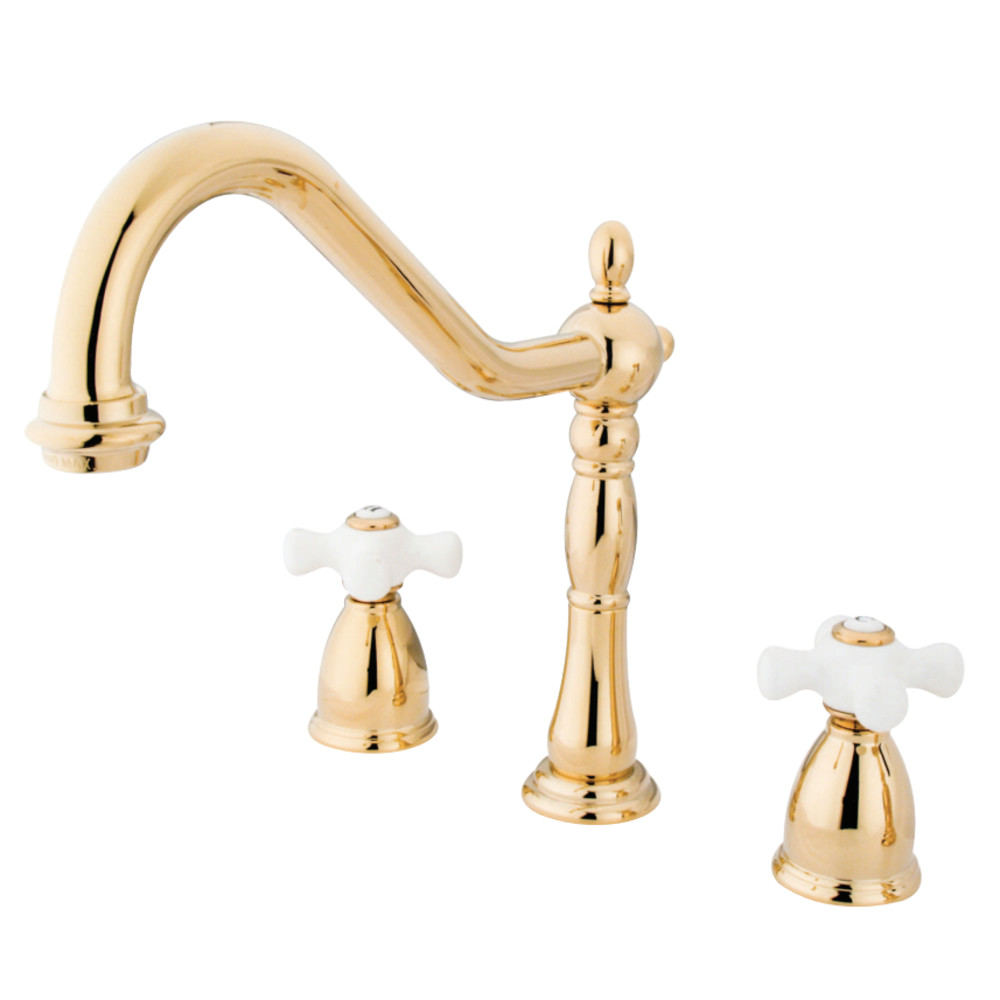 Kingston Brass KB1792PXLS Widespread Kitchen Faucet, Polished Brass