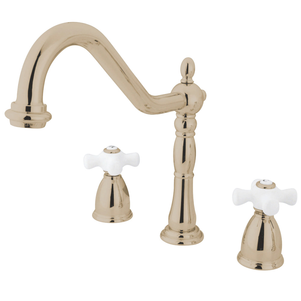 Kingston Brass KB1796PXLS Widespread Kitchen Faucet, Polished Nickel