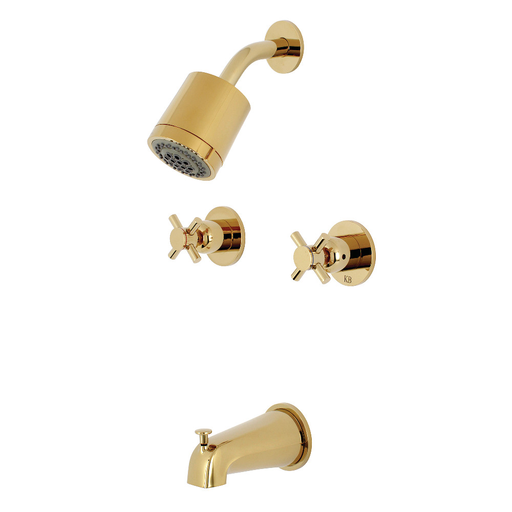 Kingston Brass KBX8142DX Concord Two-Handle Tub and Shower Faucet, Polished Brass