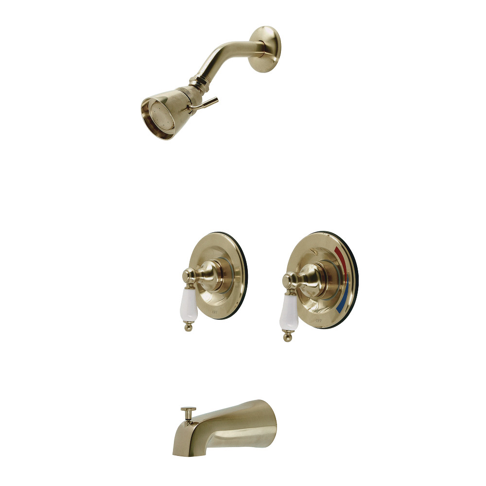 Kingston Brass KB667PL Vintage Tub and Shower Faucet, Brushed Brass