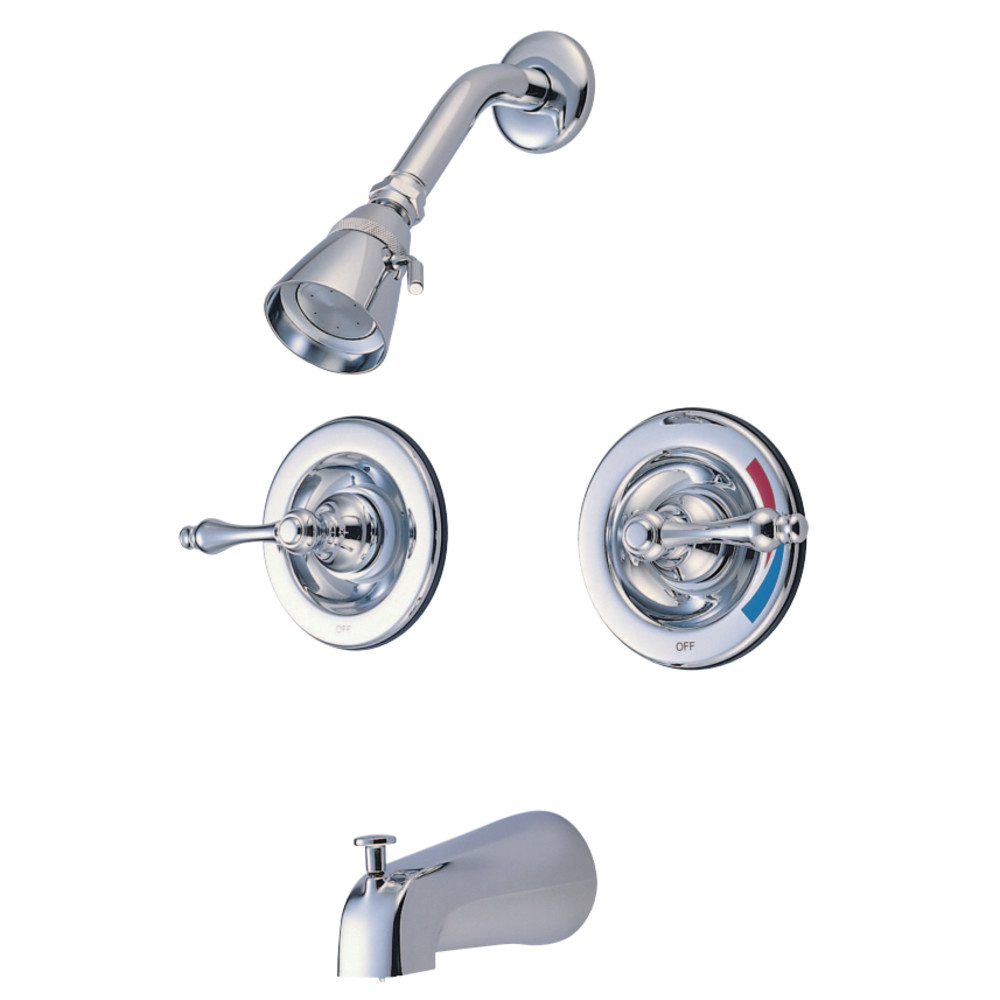 Kingston Brass KB661AL Vintage Twin Handles Tub Shower Faucet Pressure Balance With Volume Control, Polished Chrome