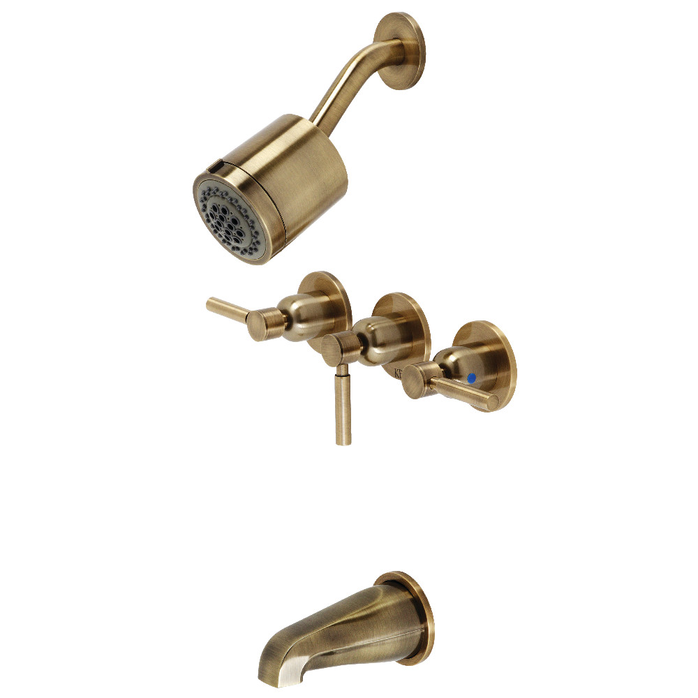 Kingston Brass KBX8133DL Concord Three-Handle Tub and Shower Faucet, Antique Brass