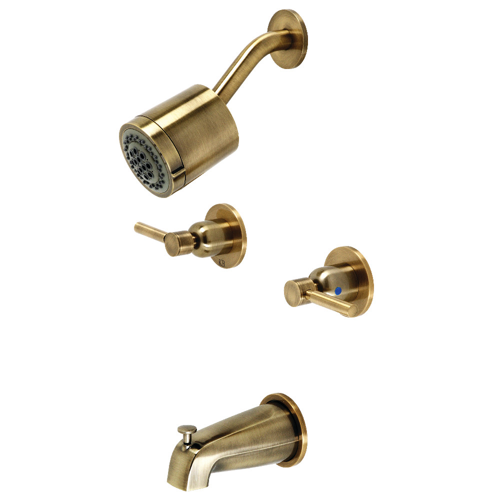 Kingston Brass KBX8143DL Concord Two-Handle Tub and Shower Faucet, Antique Brass