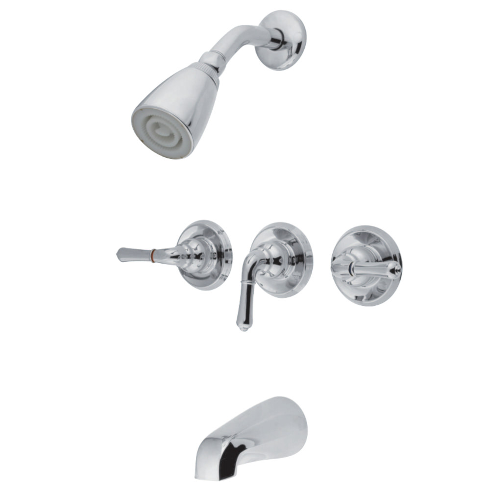 Kingston Brass KB231 Magellan Tub and Shower Faucet with 3 Handles, Polished Chrome