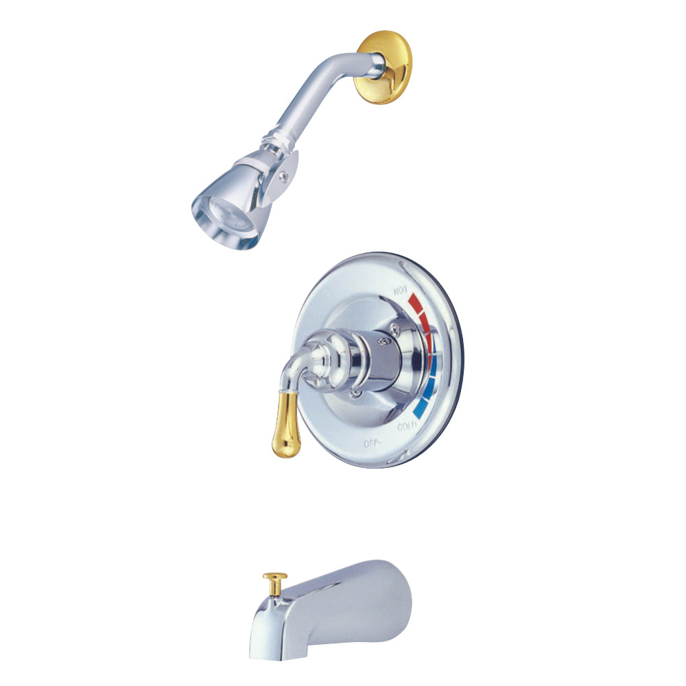Kingston Brass KB634 Magellan Tub and Shower Faucet with Single-Handle, Polished Chrome/Polished Brass