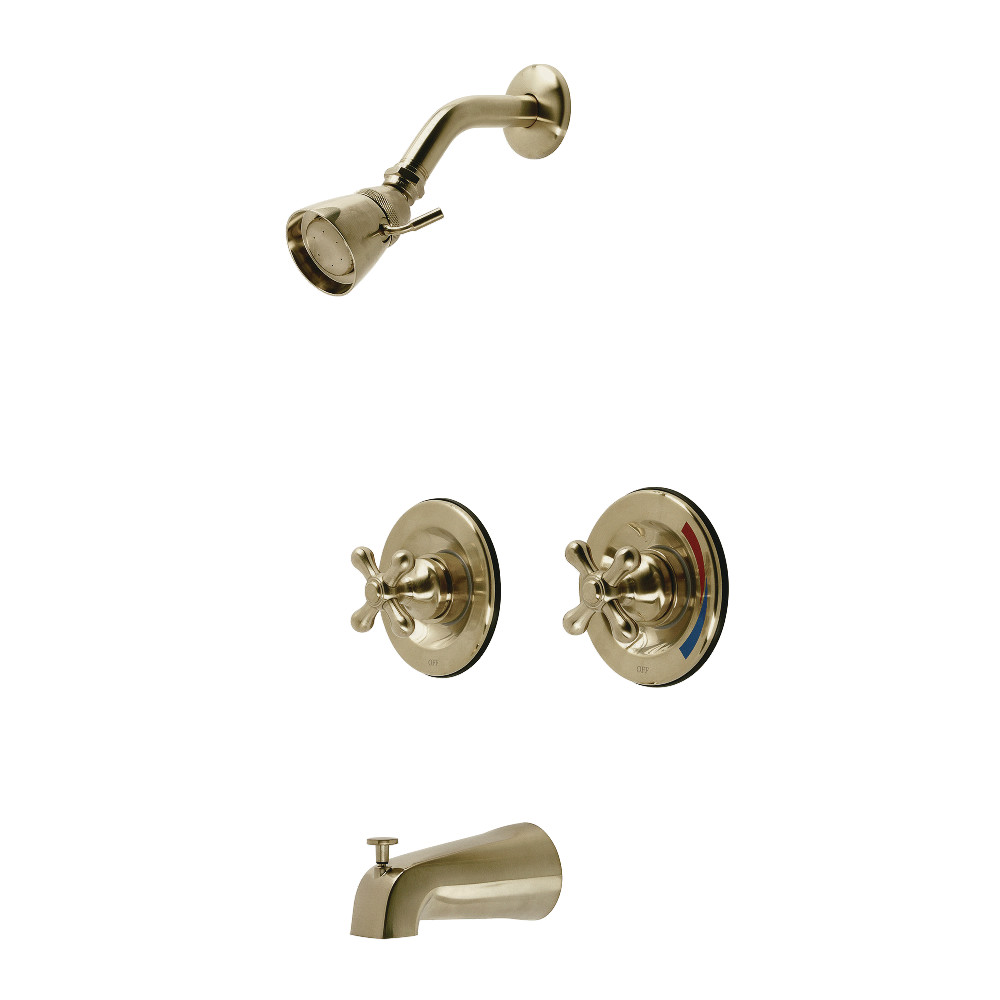 Kingston Brass KB667AX Vintage Twin Handles Tub Shower Faucet, Brushed Brass