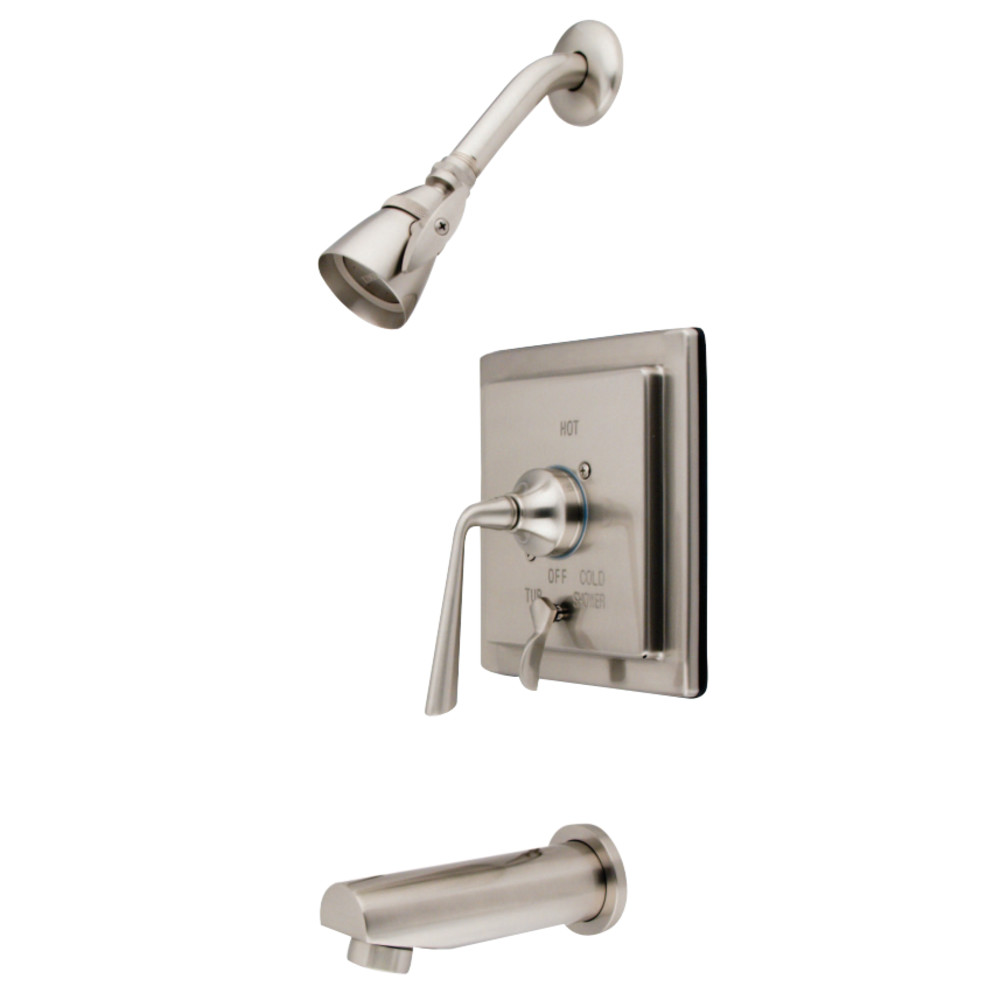 Kingston Brass KB86580ZL Silver Sage Tub & Shower Faucet with Diverter, Brushed Nickel