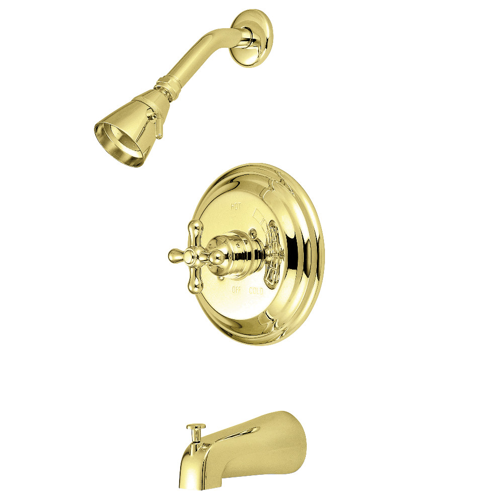 Kingston Brass KB3632AX Restoration Tub & Shower Faucet, Polished Brass