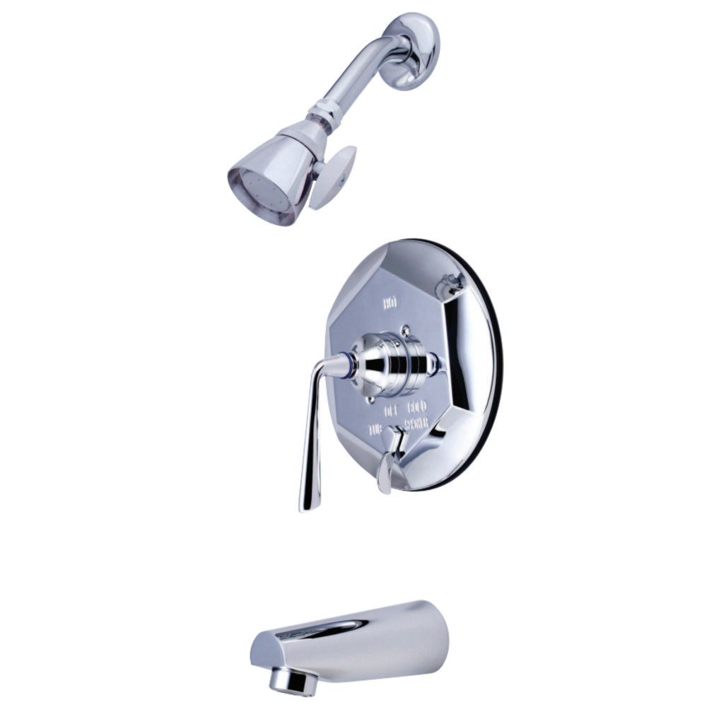 Kingston Brass KB46310ZL Silver Sage Tub & Shower Faucet with Diverter, Polished Chrome