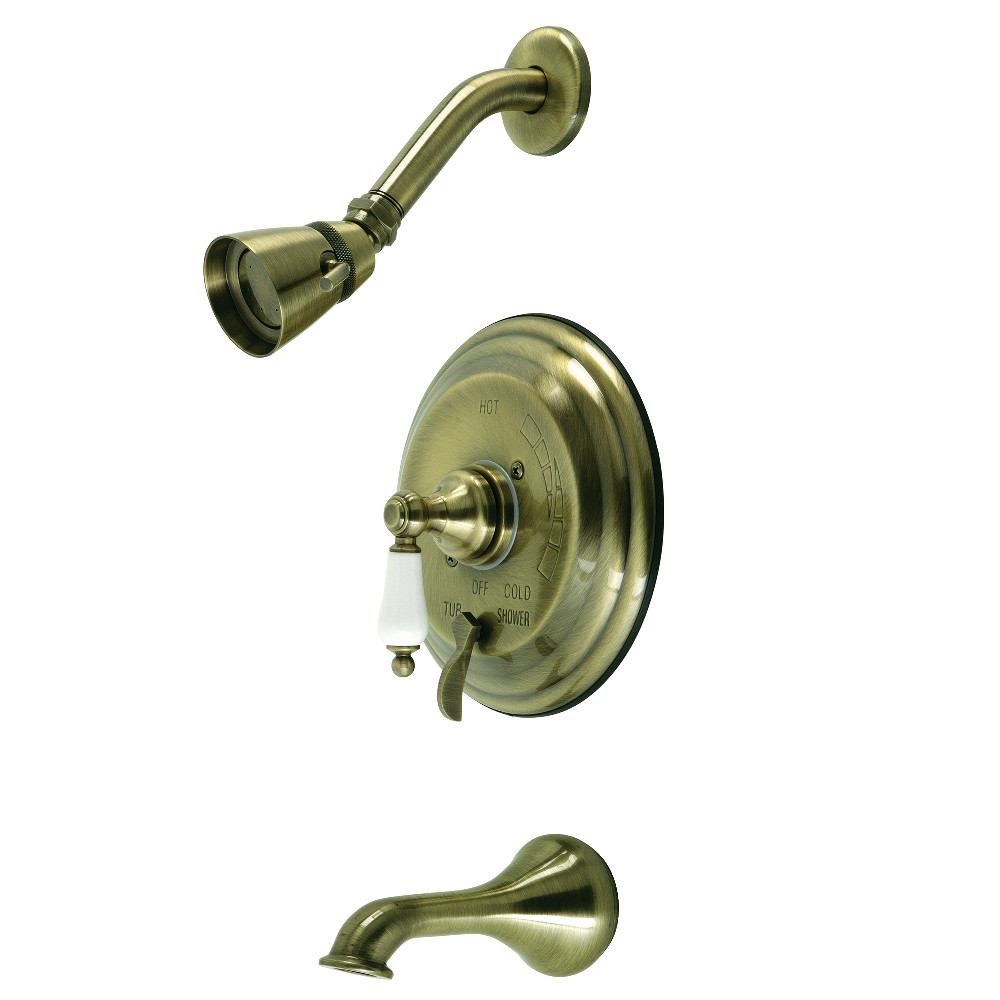 Kingston Brass KB36330PL Restoration Tub and Shower Faucet, Antique Brass