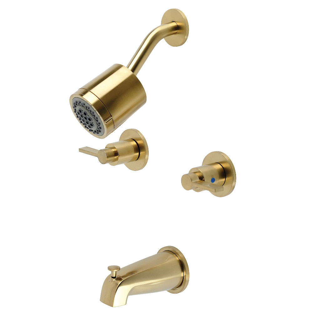 Kingston Brass KBX8147NDL NuvoFusion Two-Handle Tub and Shower Faucet, Brushed Brass