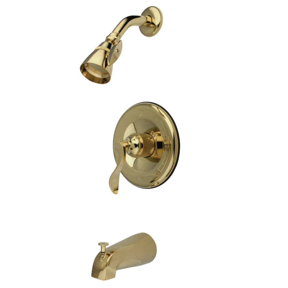 Kingston Brass KB1632DFL NuFrench Tub & Shower Faucet, Polished Brass