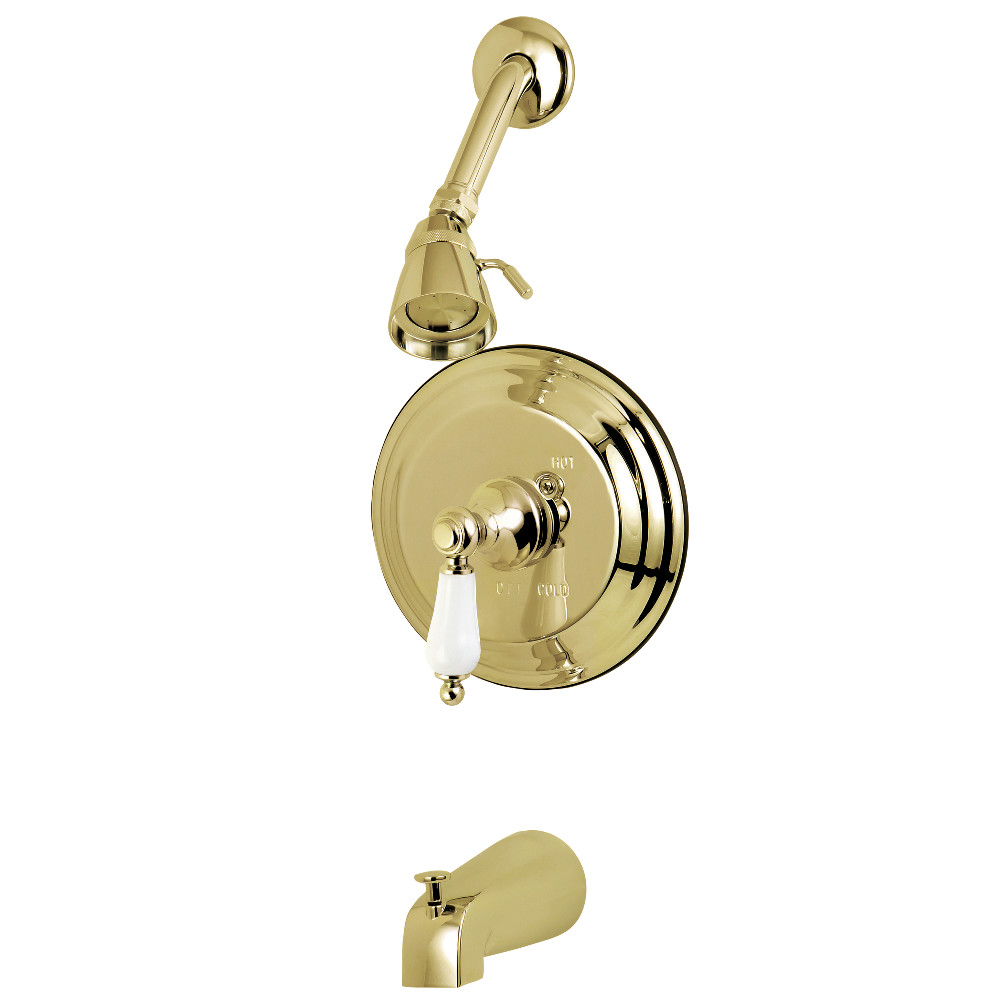 Kingston Brass KB3632PL Restoration Tub & Shower Faucet, Polished Brass