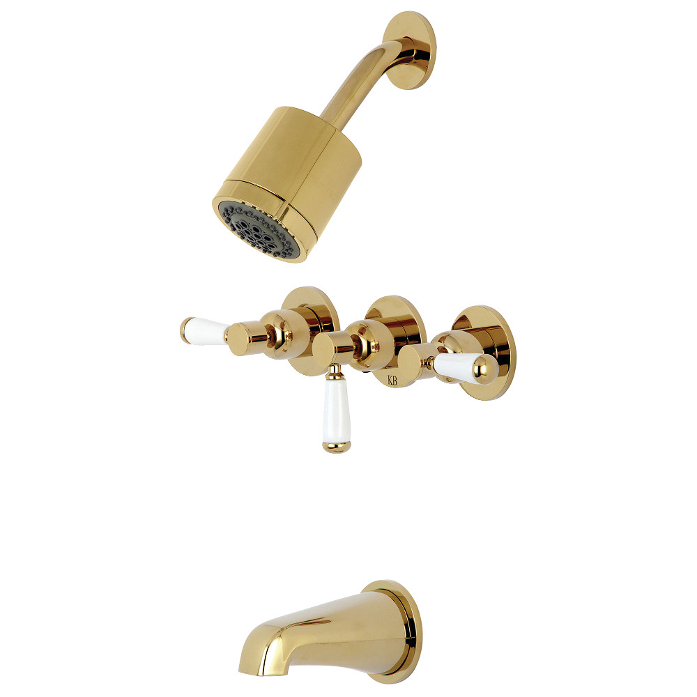 Kingston Brass KBX8132DPL Paris Three-Handle Tub and Shower Faucet, Polished Brass