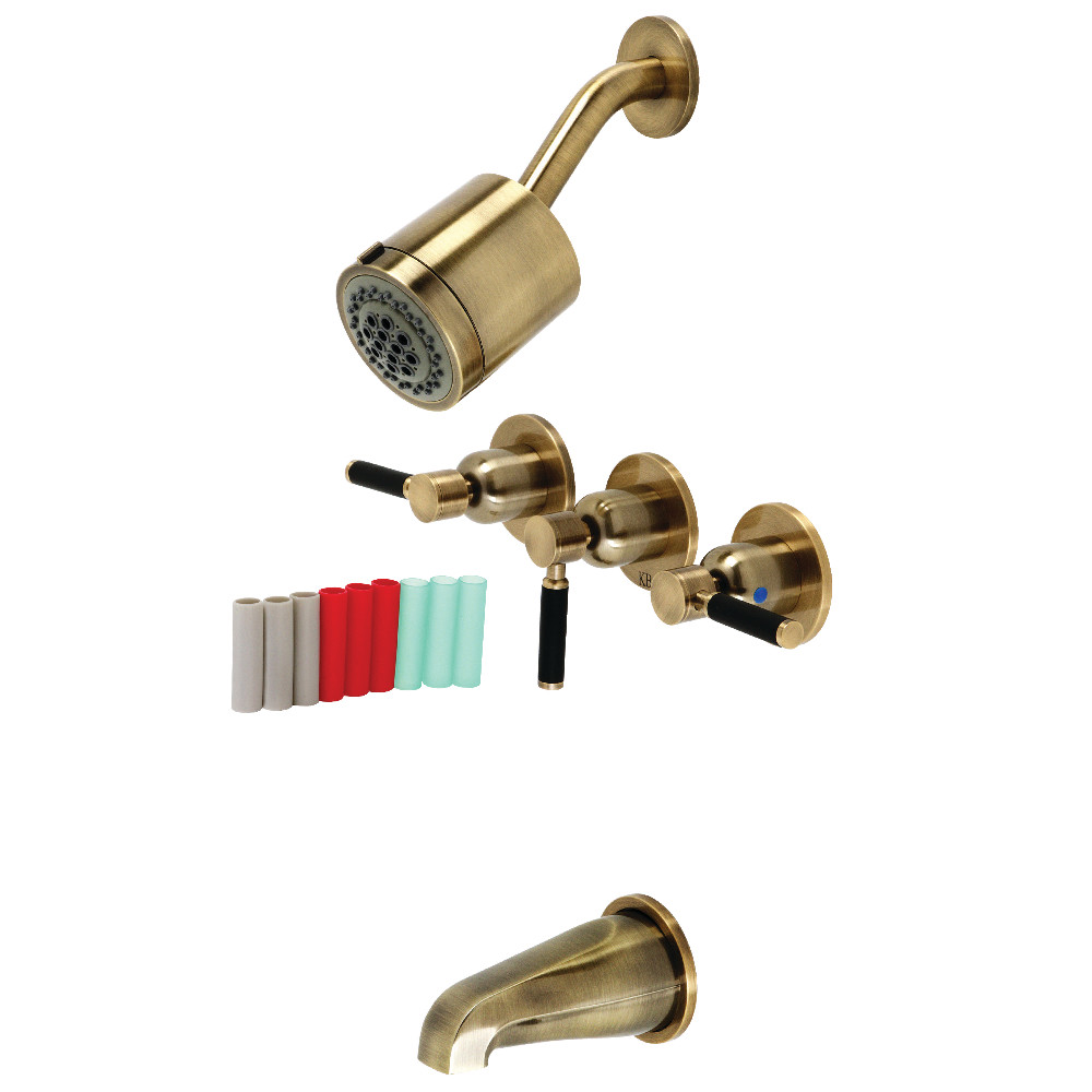 Kingston Brass KBX8133DKL Kaiser Three-Handle Tub and Shower Faucet, Antique Brass