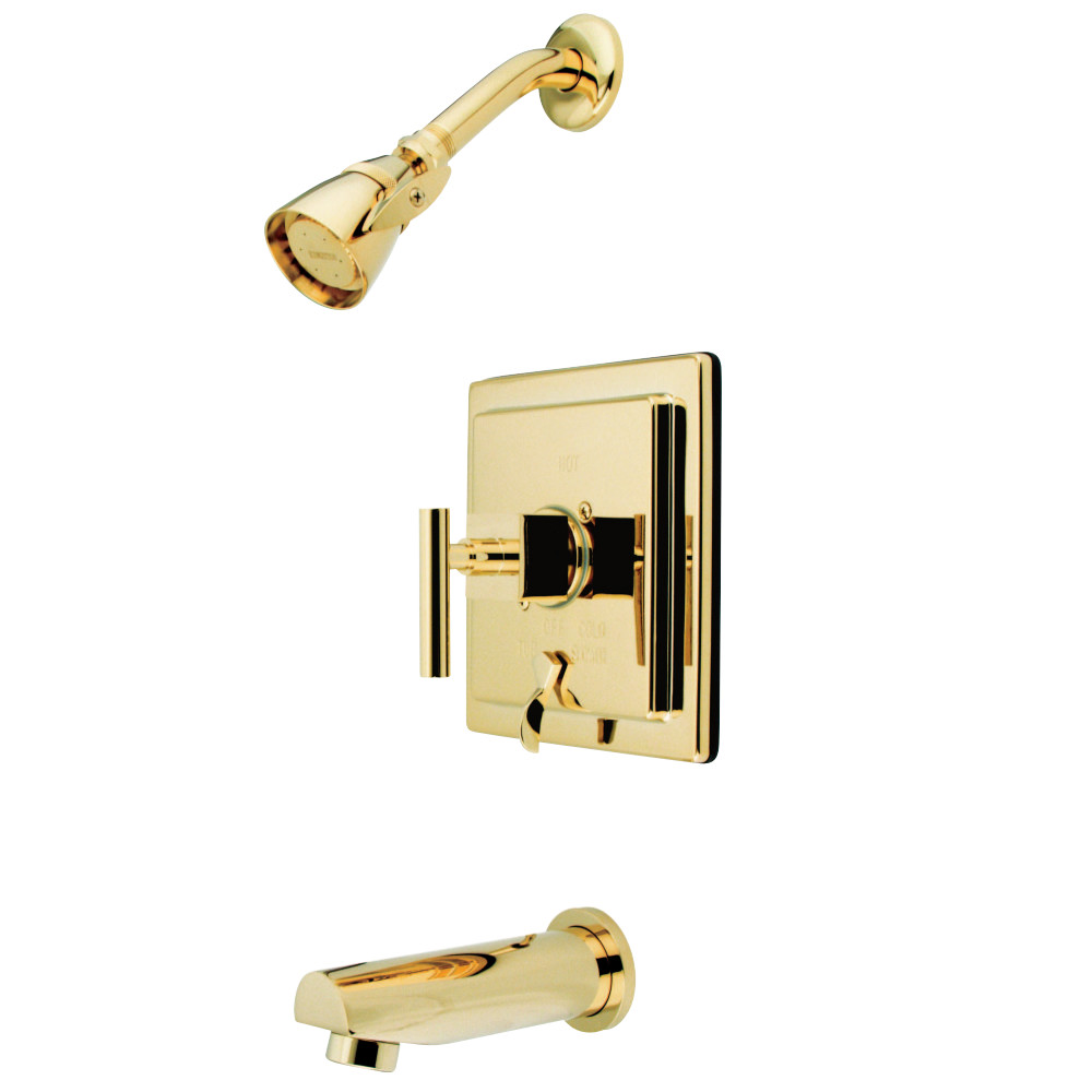 Kingston Brass KB86520CQL Claremont Tub & Shower Faucet, Polished Brass